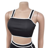Women Solid Strapless Top Shorts Two-Piece Set