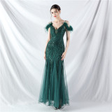 Strap Off Shoulder Long Sequins Plus Size Fat Beauty Formal Party Evening Dress