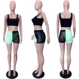Women Summer See-Through Contrast Three-Piece
