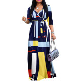 Women Casual Floral Print Sexy V-neck Half-Sleeve Dress