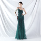 Women gift-ordered sequined mesh evening dress