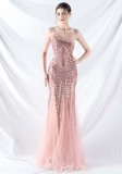 Women gift-ordered sequined mesh evening dress