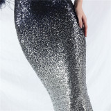 Elegant V-Neck Short Lseeve Sequins Mermaid Plus Size Formal Party Evening Dress