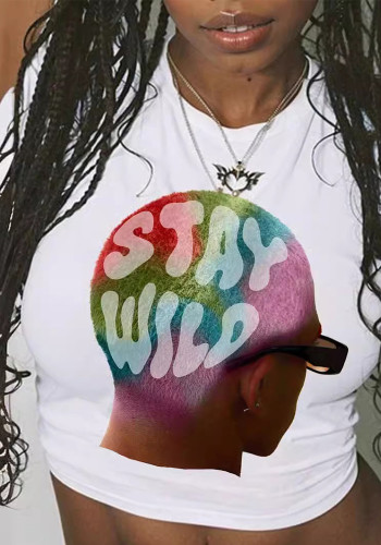 Summer Printed Short Sleeves Crop T-Shirt