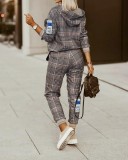 Women Printed Long Sleeve Top and Trousers Two-piece Set