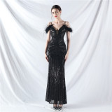 Elegant Luxury Sequins Evening Dress