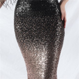 Elegant V-Neck Short Lseeve Sequins Mermaid Plus Size Formal Party Evening Dress