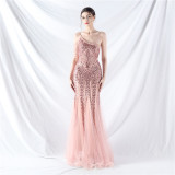 Women gift-ordered sequined mesh evening dress