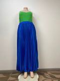 Loose Casual Plus Size Pleated Long Skirt