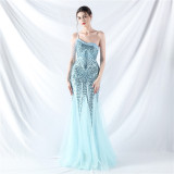 Women gift-ordered sequined mesh evening dress
