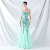 Women gift-ordered sequined mesh evening dress