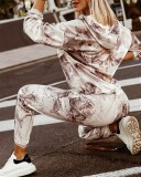 Women Printed Long Sleeve Top and Trousers Two-piece Set