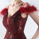 Elegant Luxury Sequins Evening Dress