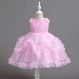 Girls' dress flower puffy princess skirt