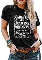 Women letter print round neck loose short sleeve T-shirt Women letter print round neck loose short sleeve T-shirt