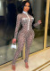 Women Sexy Mesh Print Jumpsuit