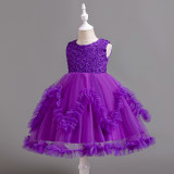 Girls' dress flower puffy princess skirt