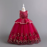 Girls' sequined polka dot princess puffy skirt
