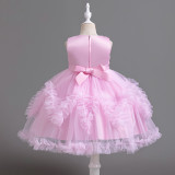 Girls' dress flower puffy princess skirt