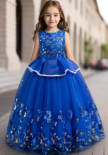 Girls' sequined polka dot princess puffy skirt