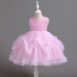 Girls' dress flower puffy princess skirt