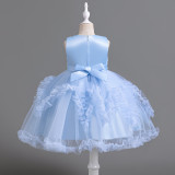 Girls' dress flower puffy princess skirt