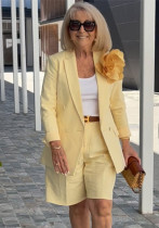 Summer Fashion Women's Clothing Turndown Collar Blazer Shorts Two-Piece Suit Summer Fashion Women's Clothing Turndown Collar Blazer Shorts Two-Piece Suit