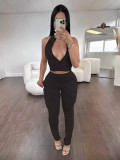Women's Casual Sports Tight Fitting Zipper Top Butt Lift Pants Two Piece Set