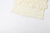 Summer Fashion Chic Sweet Solid Color Hollow Slim Pleated Two Piece Shorts Set For Women