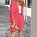 Summer Fashion Women's Clothing Turndown Collar Blazer Shorts Two-Piece Suit