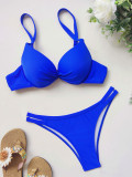 Women Solid Color Two Piece Bikini Set Swimsuit