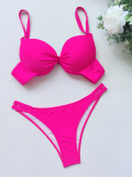 Women Solid Color Two Piece Bikini Set Swimsuit