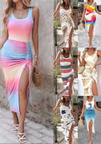 Women Summer Sexy Slit Maxi Sundress Women Summer Sexy Slit Maxi Sundress