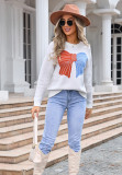 Autumn Winter Sweater Women's Bow Color Matching Knitting Pullover Shirt