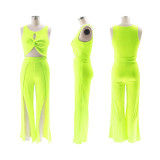 Fashion Casual split vest wide leg pants two-piece set