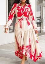 Plus Size African Women Summer Long Sleeve Print Turndown Collar Irregular Loose Dress Plus Size African Women Summer Long Sleeve Print Turndown Collar Irregular Loose Dress