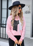 Autumn Winter Sweater Women's Bow Color Matching Knitting Pullover Shirt