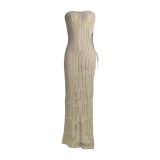 Women's Fashion Strapless Slim Waist Slit Knitting Dress