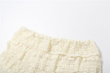 Summer Fashion Chic Sweet Solid Color Hollow Slim Pleated Two Piece Shorts Set For Women