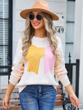 Autumn Winter Sweater Women's Bow Color Matching Knitting Pullover Shirt