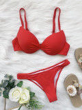 Women Solid Color Two Piece Bikini Set Swimsuit
