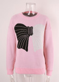 Autumn Winter Sweater Women's Bow Color Matching Knitting Pullover Shirt