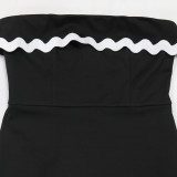 Women Fashion Strapless Slim Bodycon Evening Dress