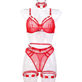 Women's Valentine's See-Through Mesh Sexy 5-Piece Lingerie Set