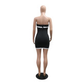 Women Fashion Strapless Slim Bodycon Evening Dress