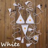 Women daisy applique crochet mini bikini Swimwear set