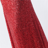 Elegant Strap V-Neck Sequined Evening Dress