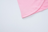 Women's Summer Fashion Sexy Strapless Slim Flower Pleated Split Tie Two Piece Skirt Set