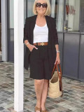 Summer Fashion Women's Clothing Turndown Collar Blazer Shorts Two-Piece Suit