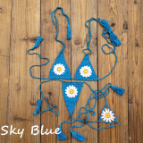 Women daisy applique crochet mini bikini Swimwear set